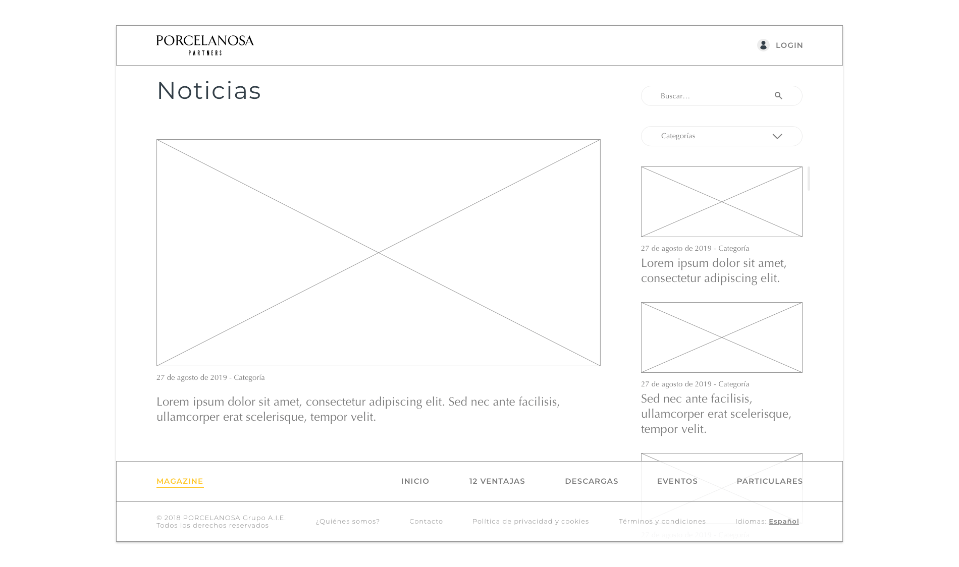 Wireframe page: Noticias